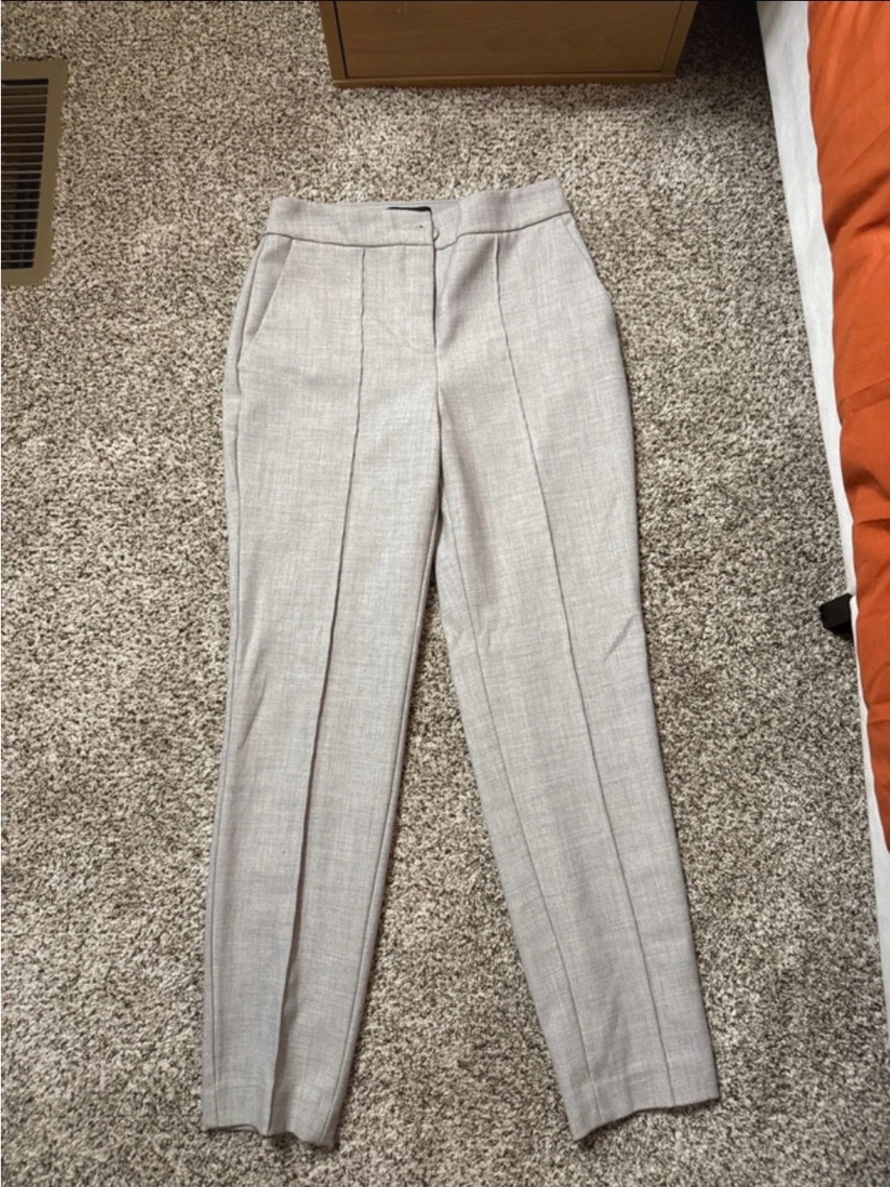 Express Gray Pleated High-Rise Ankle Trousers